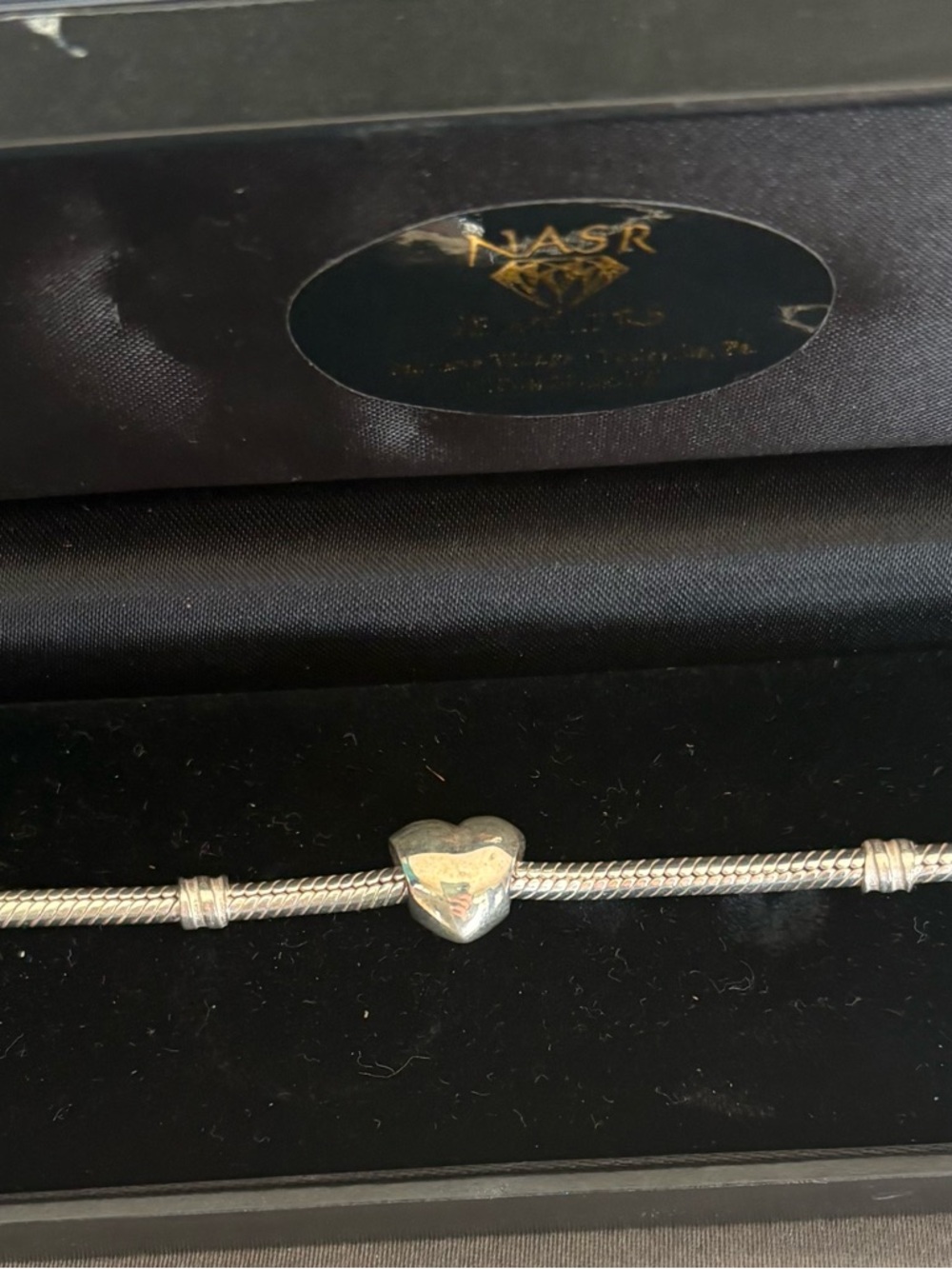 NIB- Silver Heart Charm Bracelet - Sterling Silver Heart Bead